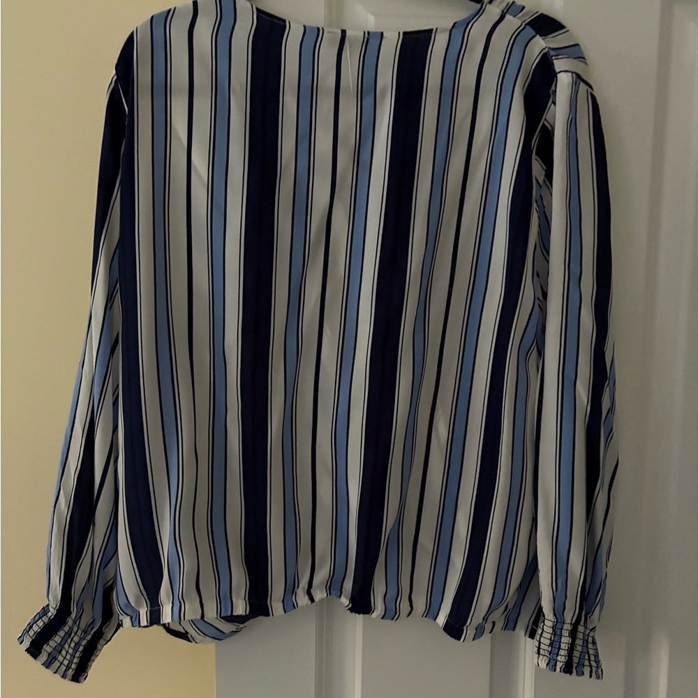 Talbots Happy Stripe Wrap Blouse - Picture 4 of 5